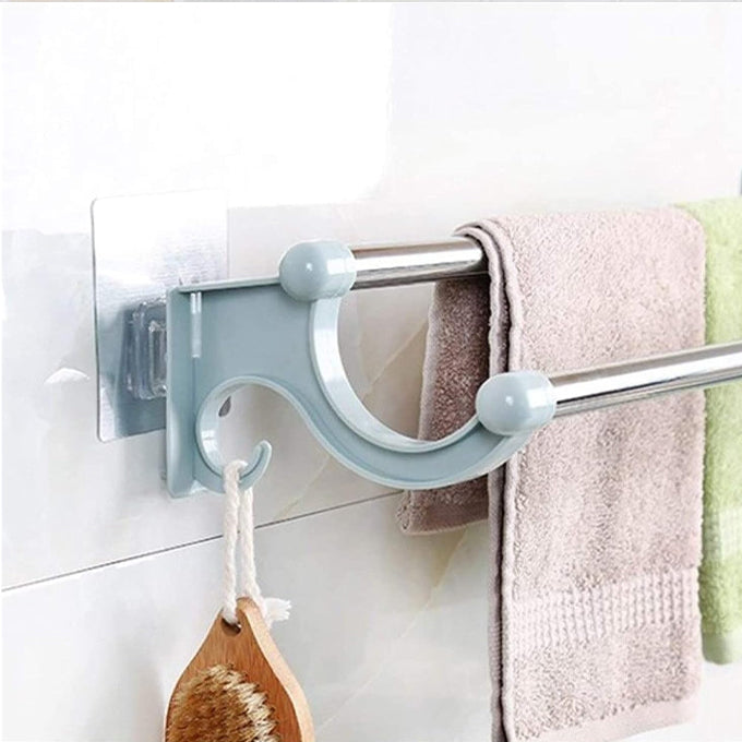 Plastic Stainless Steel Bath Towel Rack for Bathroom Double Towel Holder Wall Mount Towel Hanger