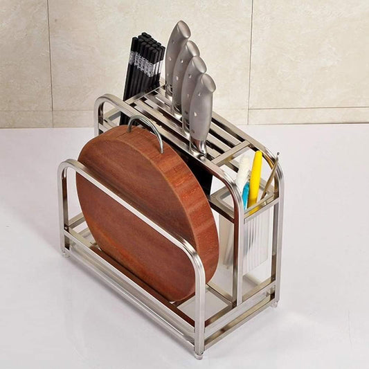 Heavy Compact Multifunctional aluminium cutlery holder & chop board rack