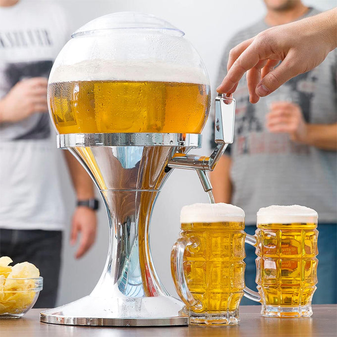 Spherical wine dispenser with ice slot separator