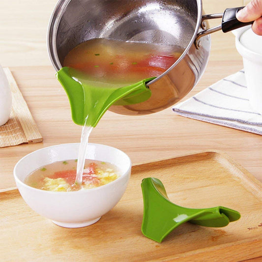 Anti-Spill Funnel Silicone Slip On Pour Soup Spout for Pots, Pans,Bowls, Jars Kitchen Tool