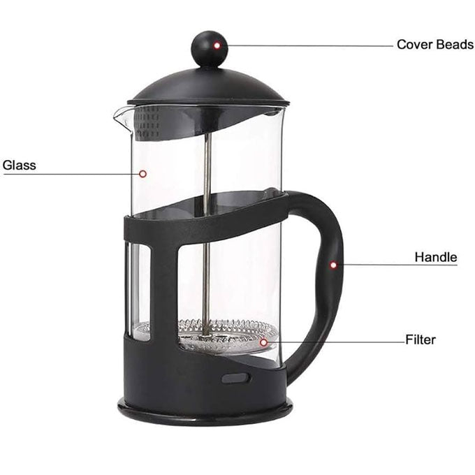 French Coffee Press, Black - 1000 ml/ 1 Liter (34 oz) Espresso and Tea Maker with Triple Filters