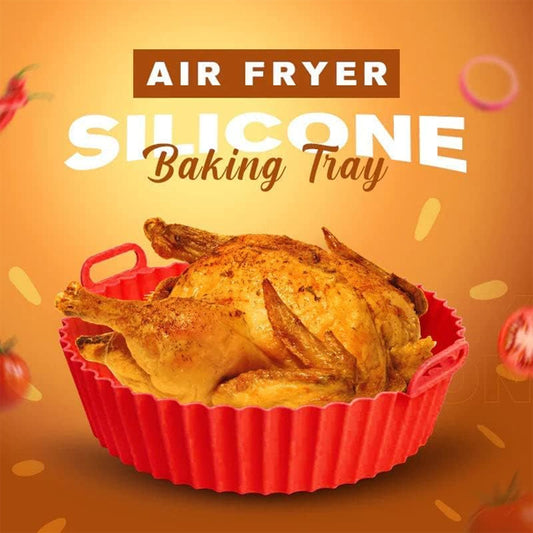 Air Fryer Silicone Baking Tray, Reusable Air Fryer Silicone Liners Round