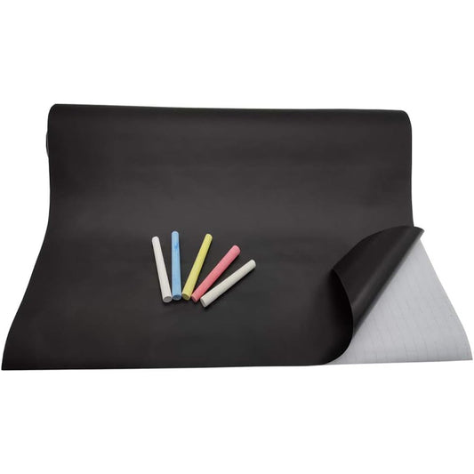 Removable Chalkboard Contact Paper Roll with 5 Colorful Chalks, Self-Adhesive Blackboard Sticker Wallpaper