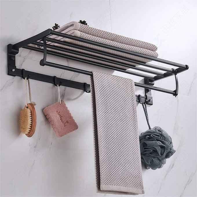 Aluminum Towel Shower Holder Rack with Movable Hook