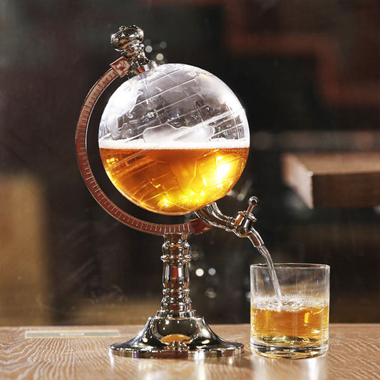 Globe Drink Dispenser, 3L Beverage Liquor Decanter for Bar KTV Home Decor, Whiskey Brandy Wine Globe Shape Dispenser