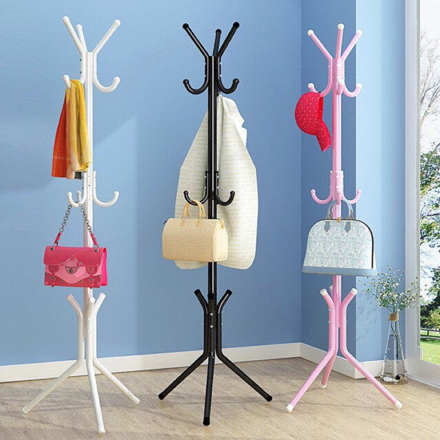 Metal Coat Rack Hanger Stand, Single Pole, 12 Hook Stand, for Suits, Jacket, Blazer, Gown, Handbags, Umbrella