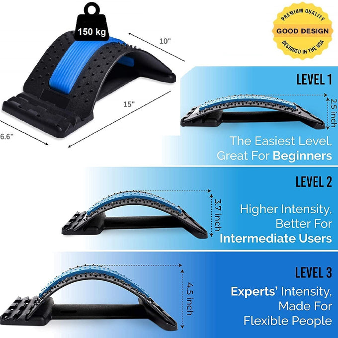 Back Stretching Device,Back Massager for Bed & Chair & Car,Multi-Level Lumbar Support Stretcher Spinal