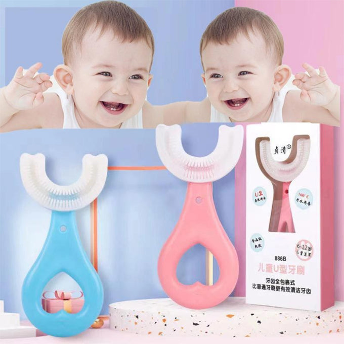 U Shaped Toothbrush For Kids Baby Food Grade Soft Silicone Brush Head Oral Teeth Cleaning Tools for Children