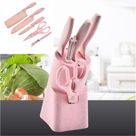 Knife set with block-knife set pink kitchen accessories-knives set for Kitchen Peeler