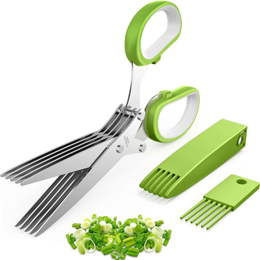 Kitchen Herb Shears Cutter with 5 Blades and Cover