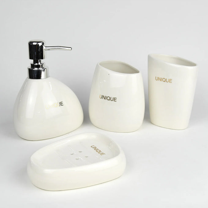 Unique branded ceramic 4in1 bathroom set