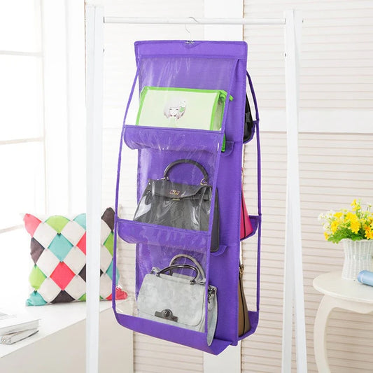 Fashion 6 Pocket Hanging Ladies Handbag Organizer Foldable