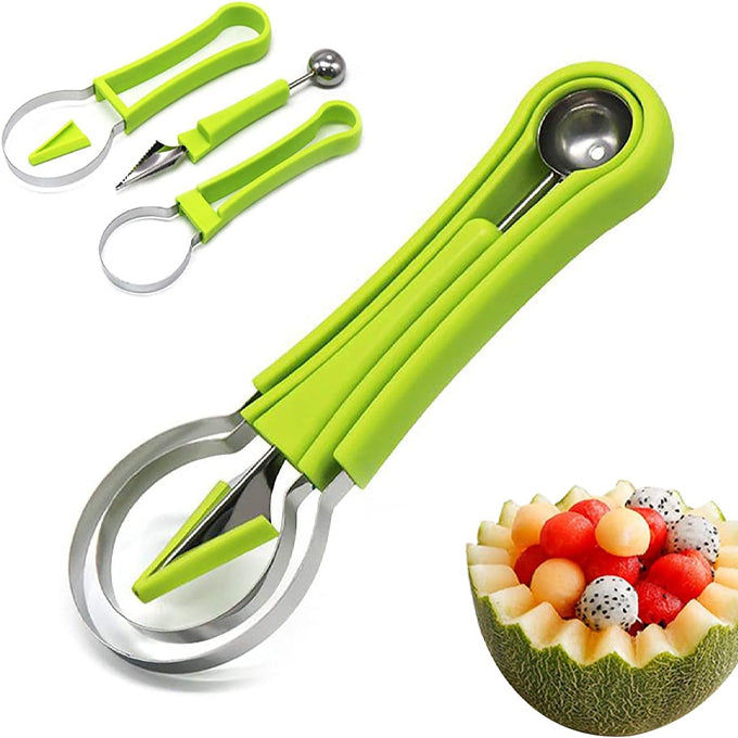 4 In 1 Stainless Steel Watermelon Cutter Fruit Carving Tools Set for Fruit Slicer Dig Pulp Separator