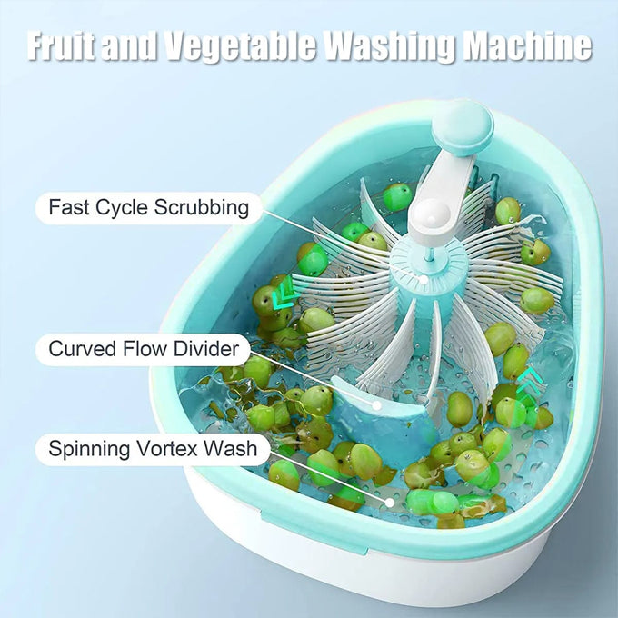 Fruit and Vegetable Cleaning with Full-Sided Spin Scrubber Brush