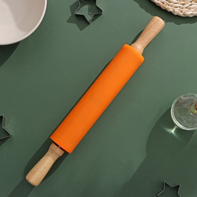 Non-Stick Silicone Rolling Pin 30 cm - Best Rolling Pin for Uniform Dough Thickness