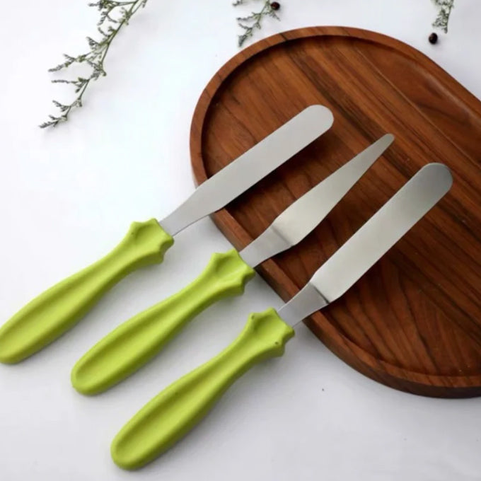 KitchenCraft Cake Spatula Set with 3 Small Stainless Steel Palette Knives for Baking