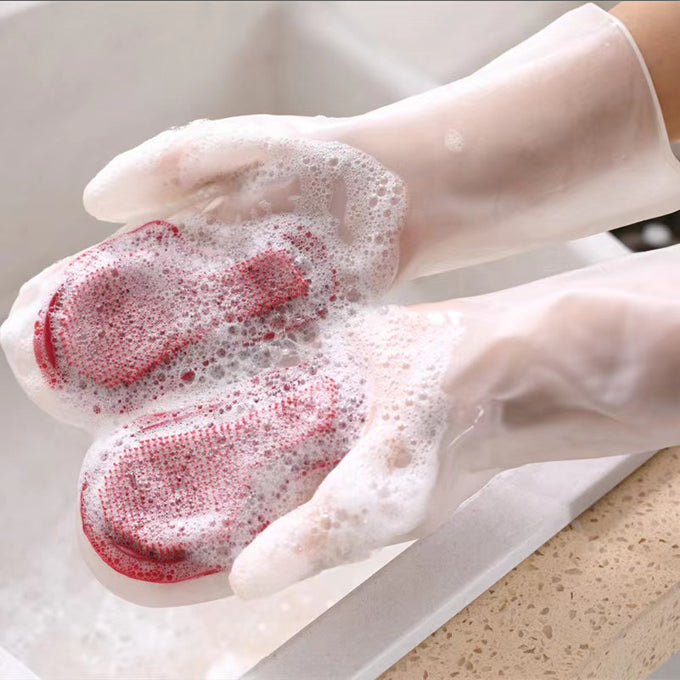 Magic Silicone Dish Washing Gloves with Wash Scrubber