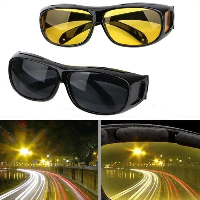 2pcs set dark & coloured Anti glare night vision driver Goggles enhanced light glasses