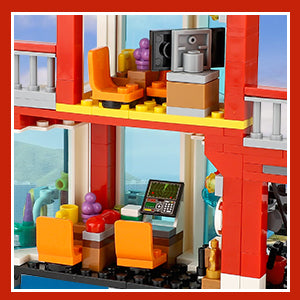 City Oceans Fire Station Building Kit fire Station Set with Fire Station/Fire Helicopter/Fire Ship/Rescue Boat, Gifts for Boys