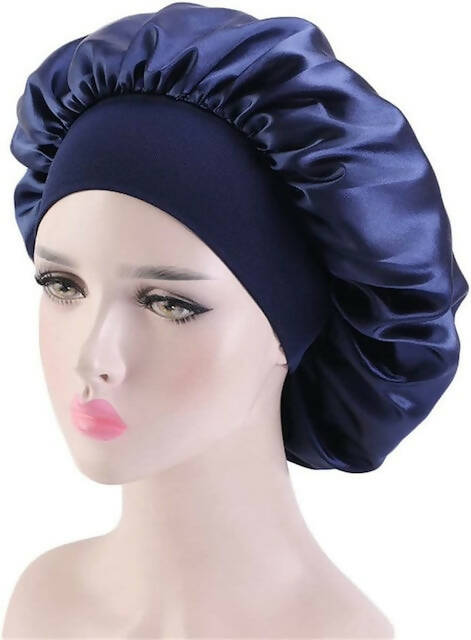 Adjustable Solid Satin Sleeping Bonnets, Long Hair Women Night Hat Silk Head Wrap