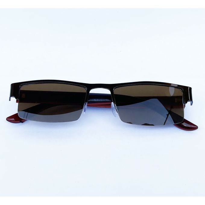 Slim Brown Semi-Rimless Rectangular Glasses