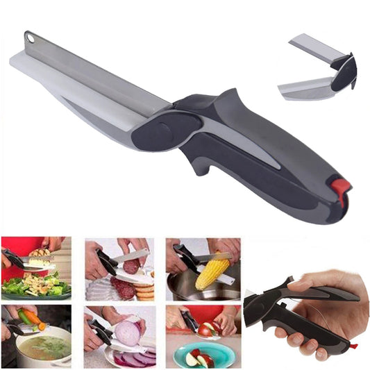 Clever Cutter - 2 in 1 Kitchen Knife, Plastic Food Cutter.