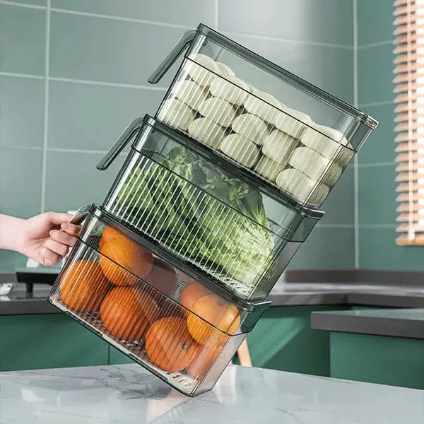3L Acrylic Refrigerator Storage Container Box with Handle Organiser
