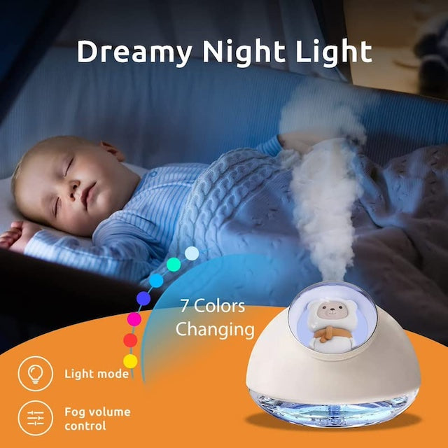 160ml Astronaut Humidifier Changing Color, Panda Shape Cool Mist Humidifier With Colorful Night Light (White)