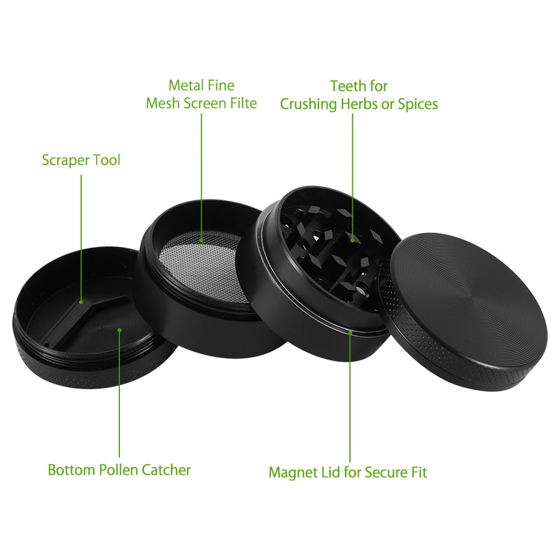 Premium 4-Layer Magnetic Herb Grinder Spice Mill Crusher with Pollen Sifter