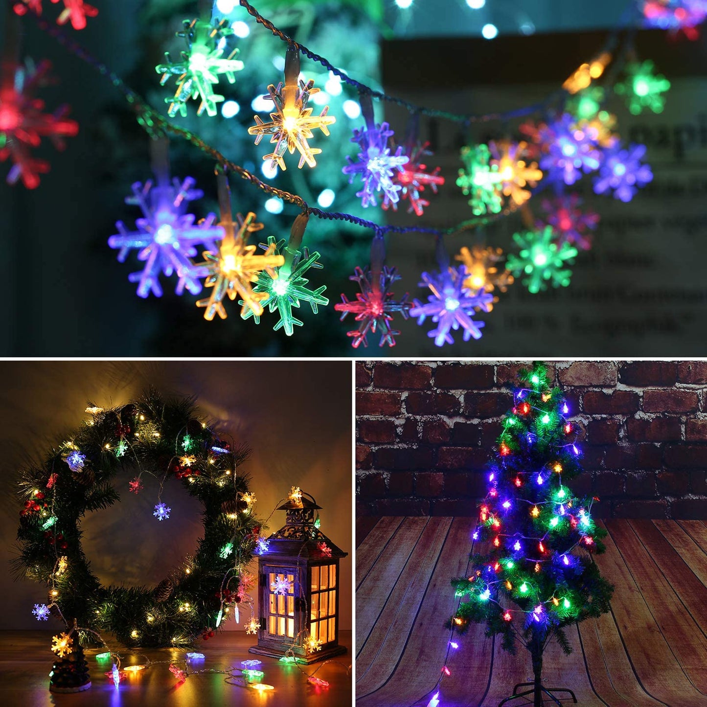 Snowflake LED String Lights Battery Operated Waterproof 8 Mode