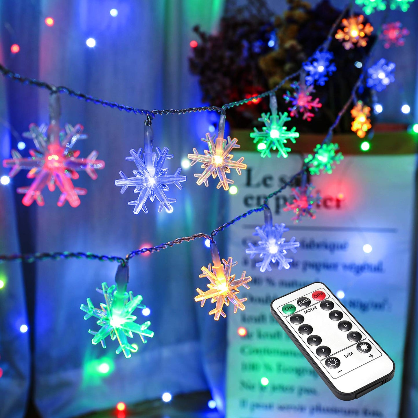 Snowflake LED String Lights Battery Operated Waterproof 8 Mode