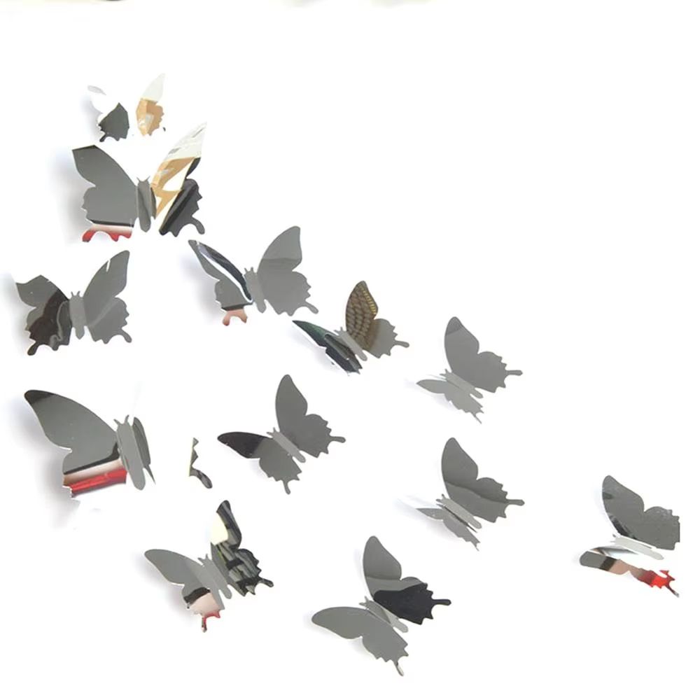 Generic 3D Butterfly Mirror Wall Decal 12 Piece Set Removable