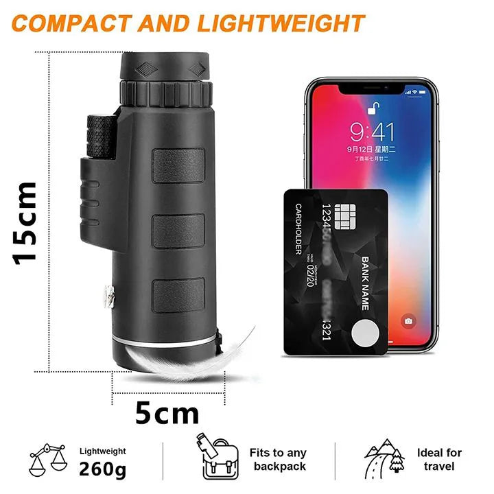 40X60 HD Professional Monocular Telescope Waterproof Compact Night Vision for Smartphone