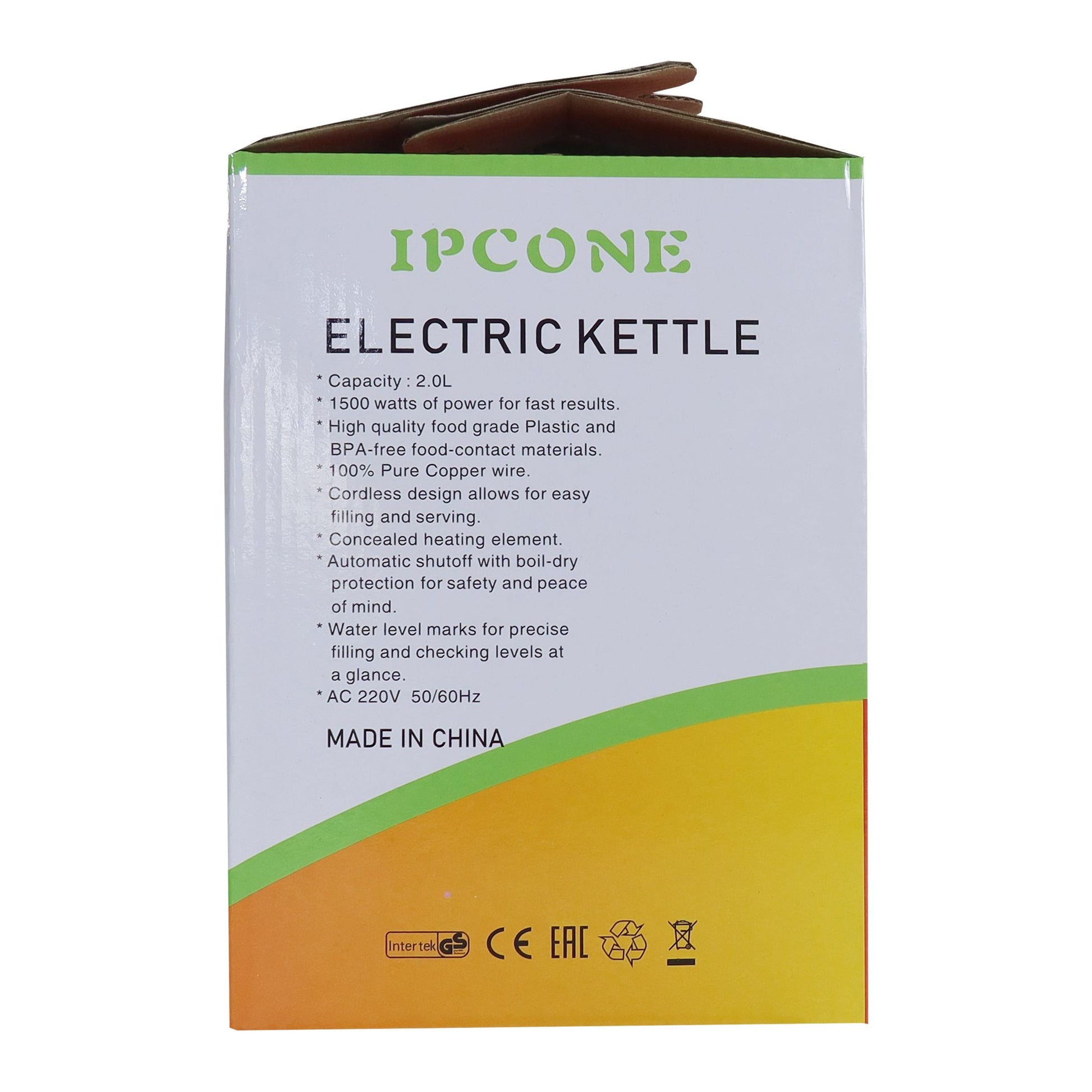 IPCONE 2L 1500W Stainless Steel Cordless Electric Kettle for Fast Boiling Water