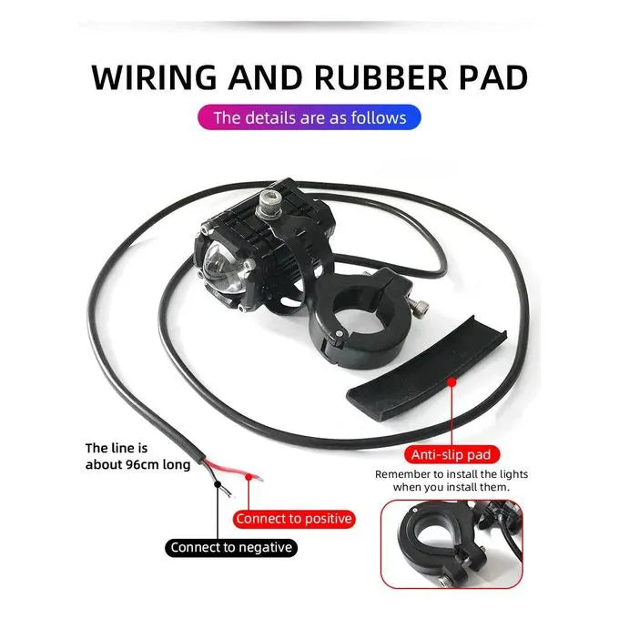 High Brightness Universal Motorcycle LED Headlight Fog Light Pair - Strobe, Waterproof