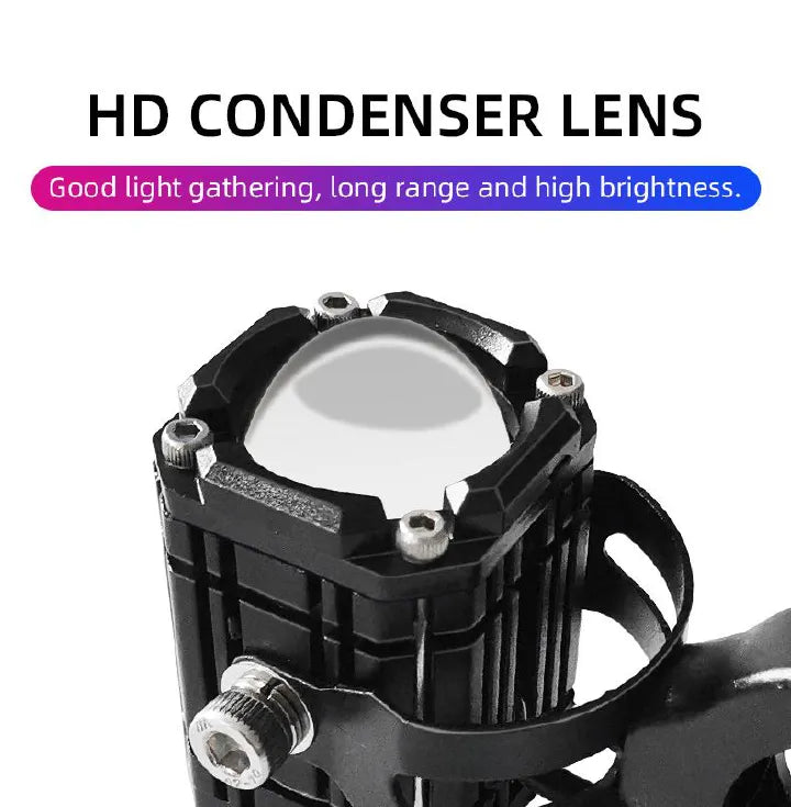 High Brightness Universal Motorcycle LED Headlight Fog Light Pair - Strobe, Waterproof