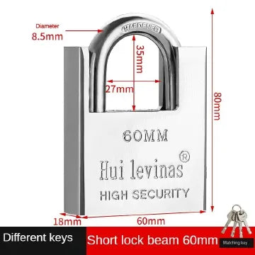 Generic Heavy Duty Stainless Steel Padlock 4 Keys 5cm/6cm