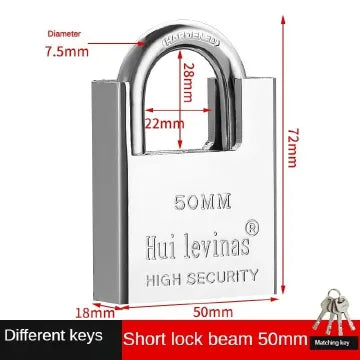 Generic Heavy Duty Stainless Steel Padlock 4 Keys 5cm/6cm
