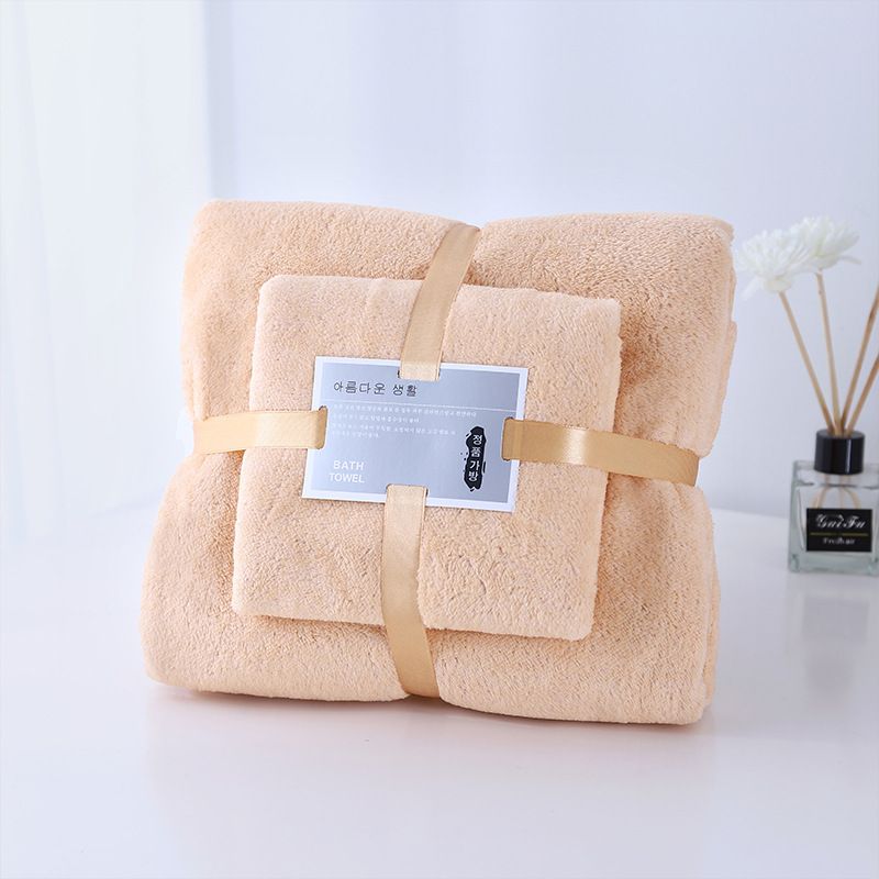 Coral Velvet Bath Towel Set 2 Piece Absorbent Quick Dry