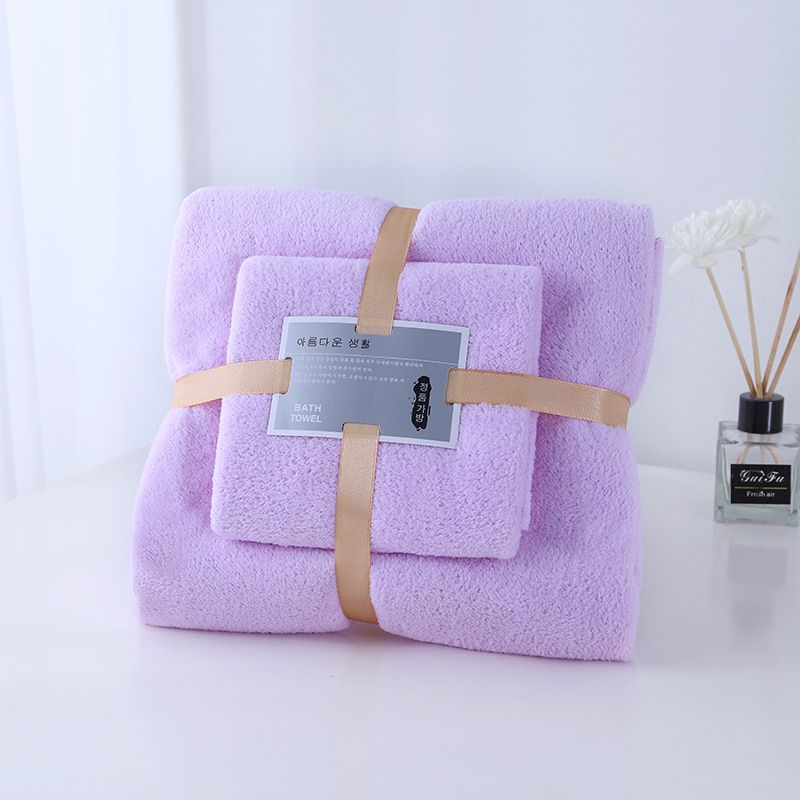 Coral Velvet Bath Towel Set 2 Piece Absorbent Quick Dry