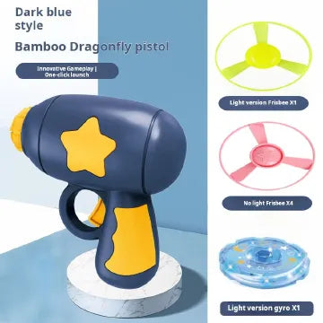 Glowing Bamboo Dragonfly Catapult Pistol Spinning Frisbee Toy