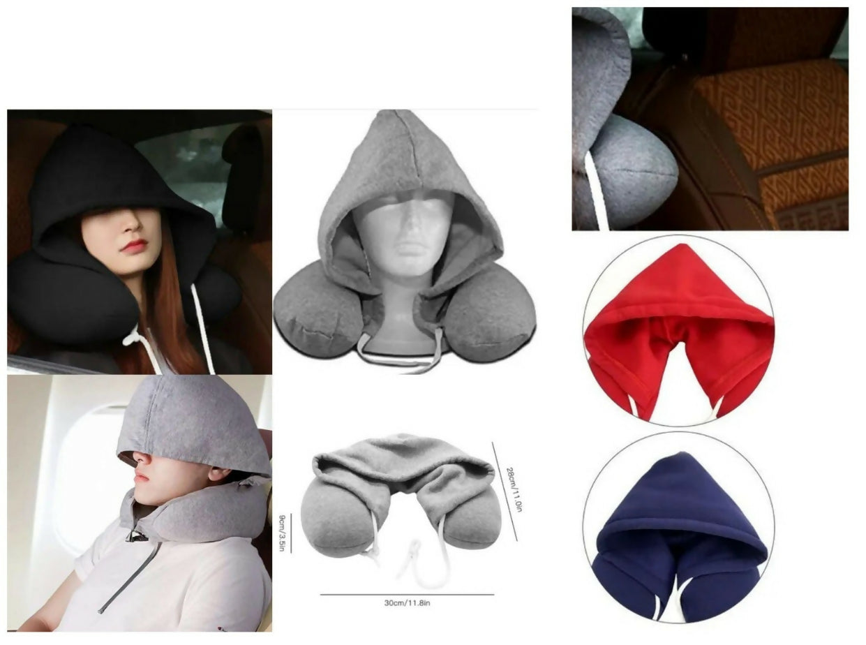 Trave neck pillow with hoodie