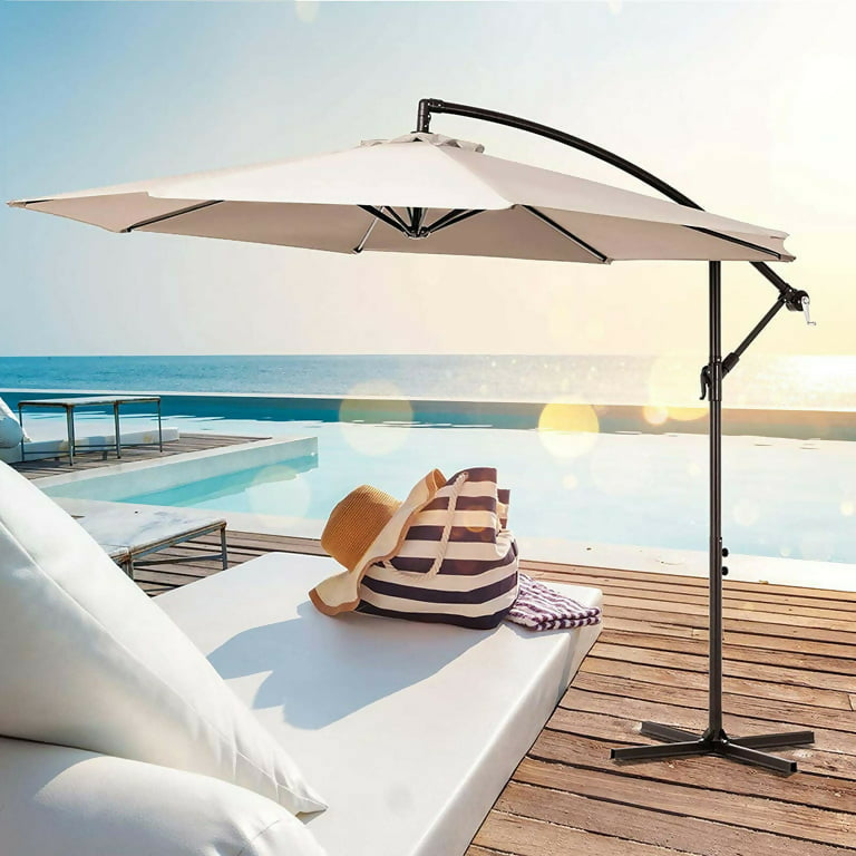 Cantilever parasol/Patio Umbrella 10ft/3mtrs with Crankshaft adjusting shaft with Base