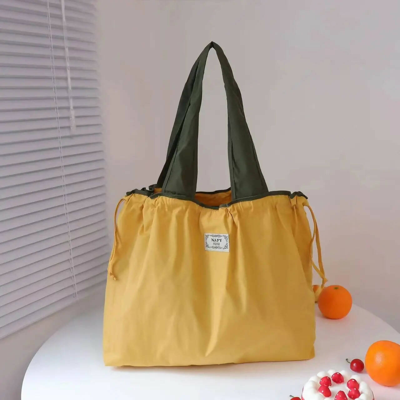 1PC Environmentally Friendly Shopping Bag, Foldable One Shoulder Carrying Bag, Portable Supermarket Grocery Bag