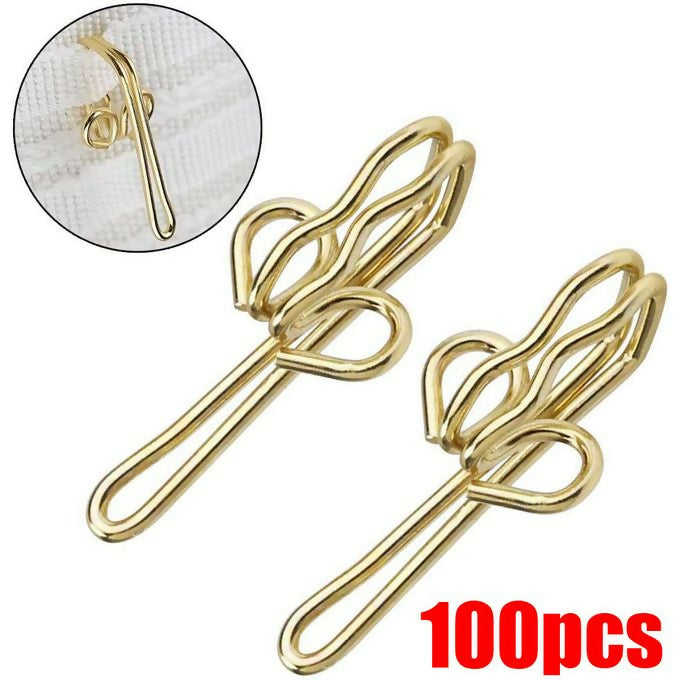 100 Pieces Brass Curtain Hooks