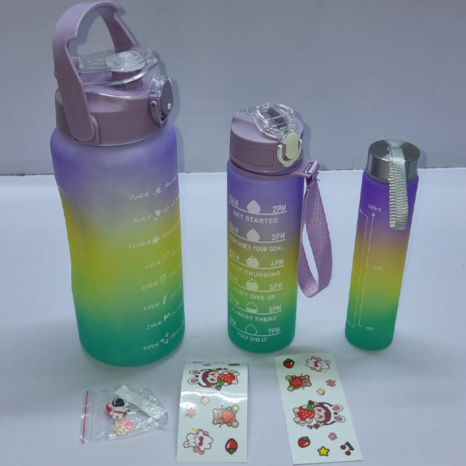 Pack of 3 Water Bottles, Sports Water Bottles, Leakproof & BPA Free