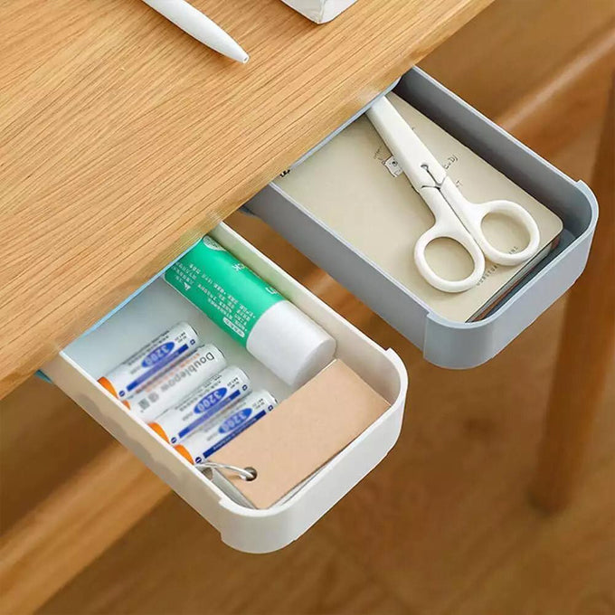 Under Desk Table Drawer,Hidden Drawer Self-Adhesive Tray Storage Box