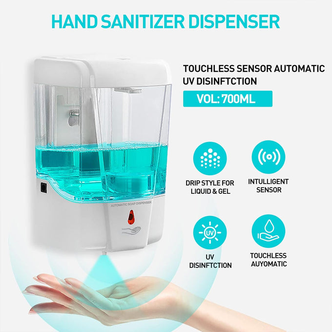 Touchless Automatic Hand Sanitizer Dispenser, Gel Wall Mount Hands Free Soap Dispenser Mounted 700ML