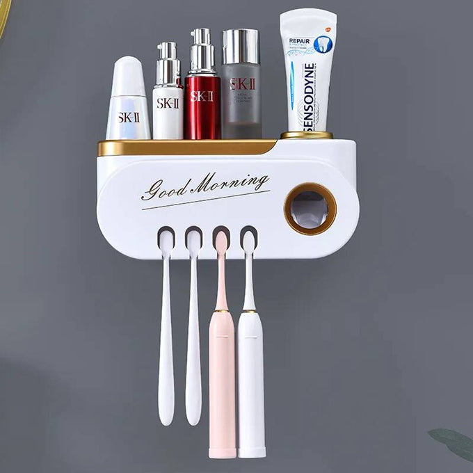 Classy Unique Good morning toothpaste and toothbrush holder