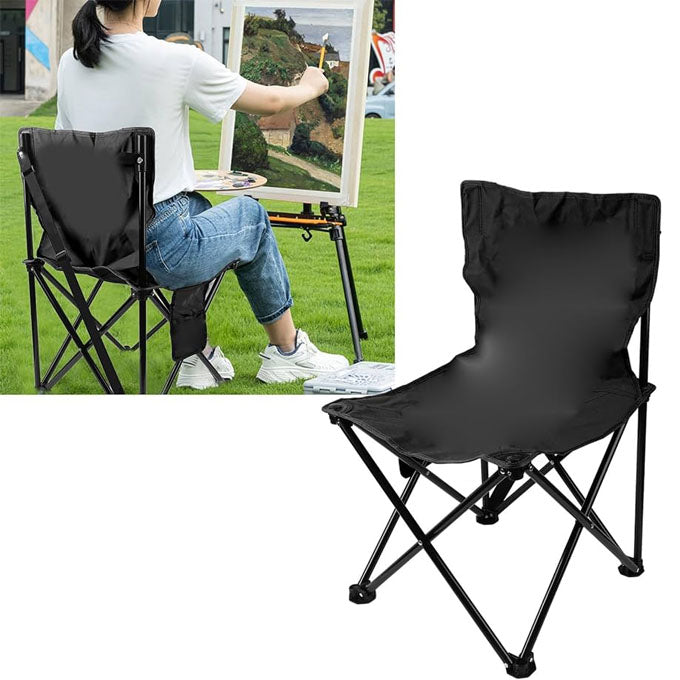 Folding Canvas Camping Chair Portable Fishing Beach Outdoor Garden Black